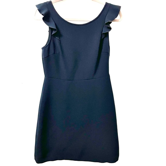Club Monaco Women's  Blue Navy  Ruffled Sleeveless Lined Stretch Sz 4 - Picture 3 of 16